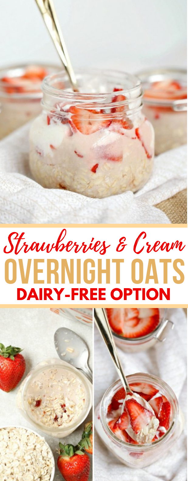 Strawberries and Cream Overnight Oats #healthydiet #breakfast Strawberries and Cream Overnight Oats #healthydiet #breakfast