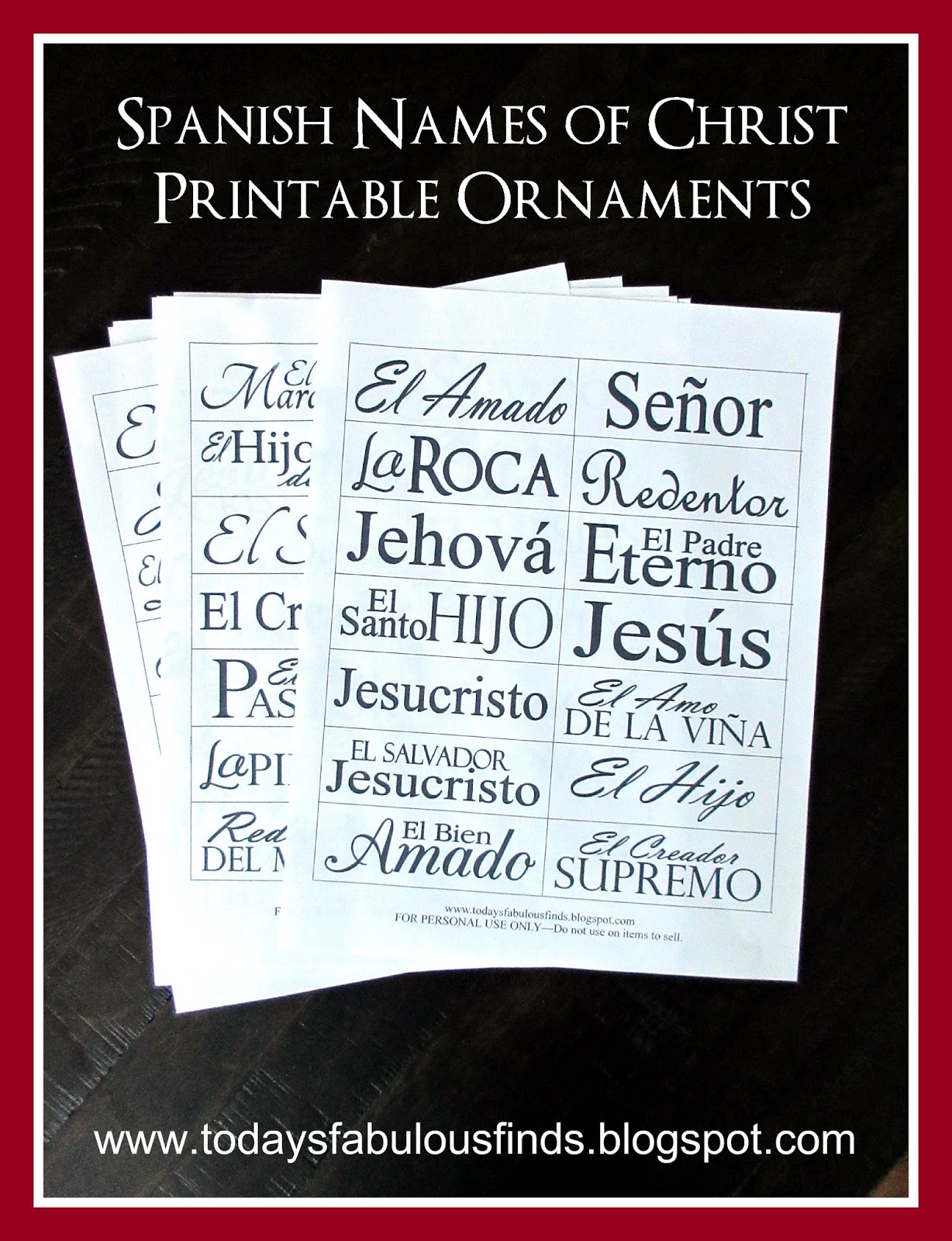 Today's Fabulous Finds Printable Paint stick Ornaments, Names of