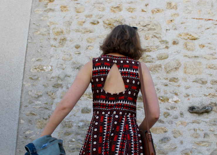 H&M Conscious Collection african print cut out back dress