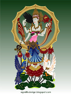 Goddess Sarasvati Balinese Style Vector