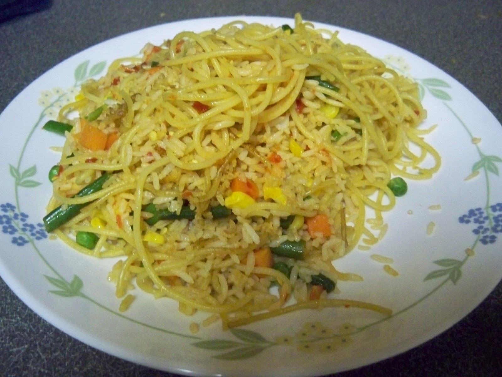 daily cooking spaghetti with rice