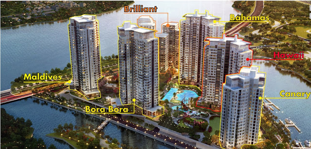 Các tháp tại dự án căn hộ Đảo Kim Cương