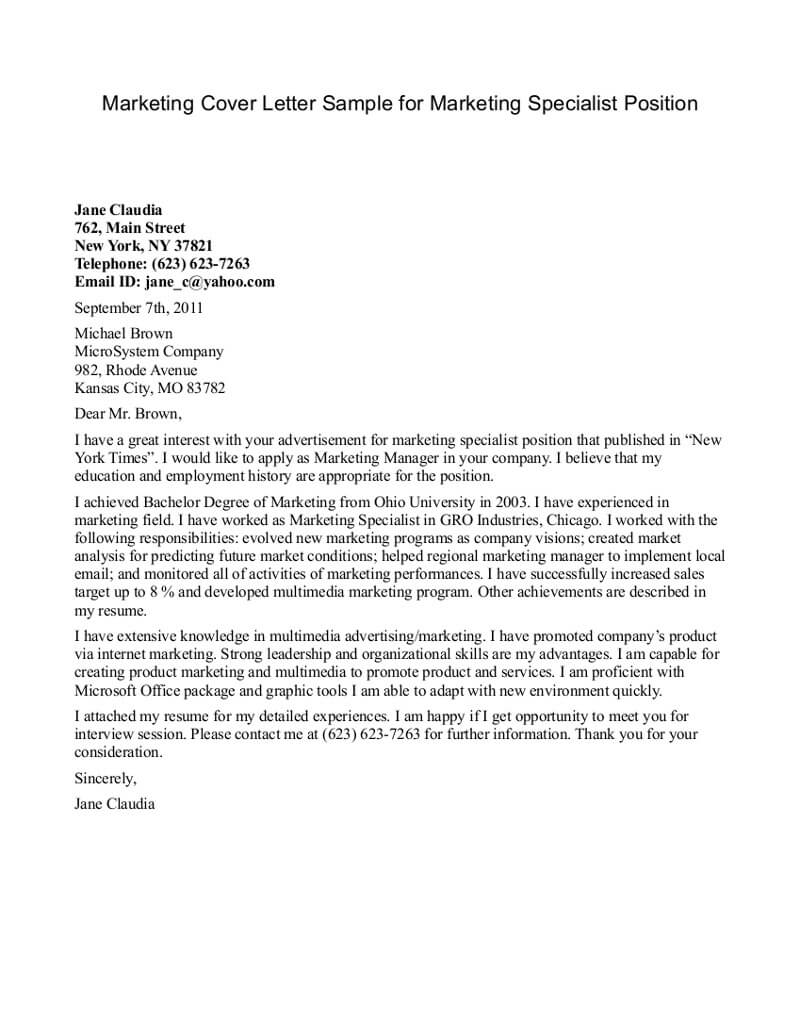 Marketing Internship Cover Letter Marketing Internship Cover Letter