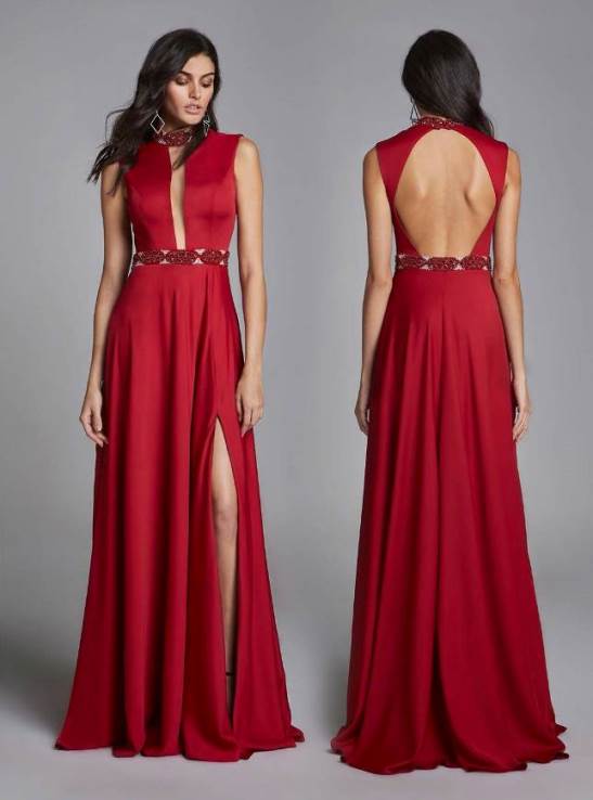 vestido de madrinha vermelho vivo