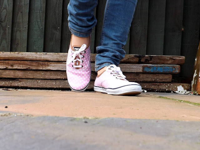 Close up of pink trainers