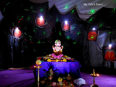 An ashtavinayak thematic pandal during the Ganesh Chaturthi festival