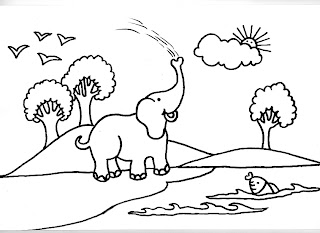 Desenhos Para Pintar O Elefantinho Espirrando Agua