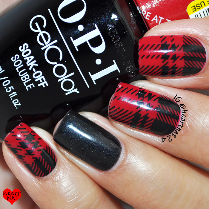 heartnat: Red & Black Plaid Nails