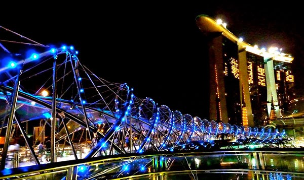 double helix bridge, jembatang doble helix, jembatan lengkung, jembatan unik, di singapura, tempat wisata di singapore, 