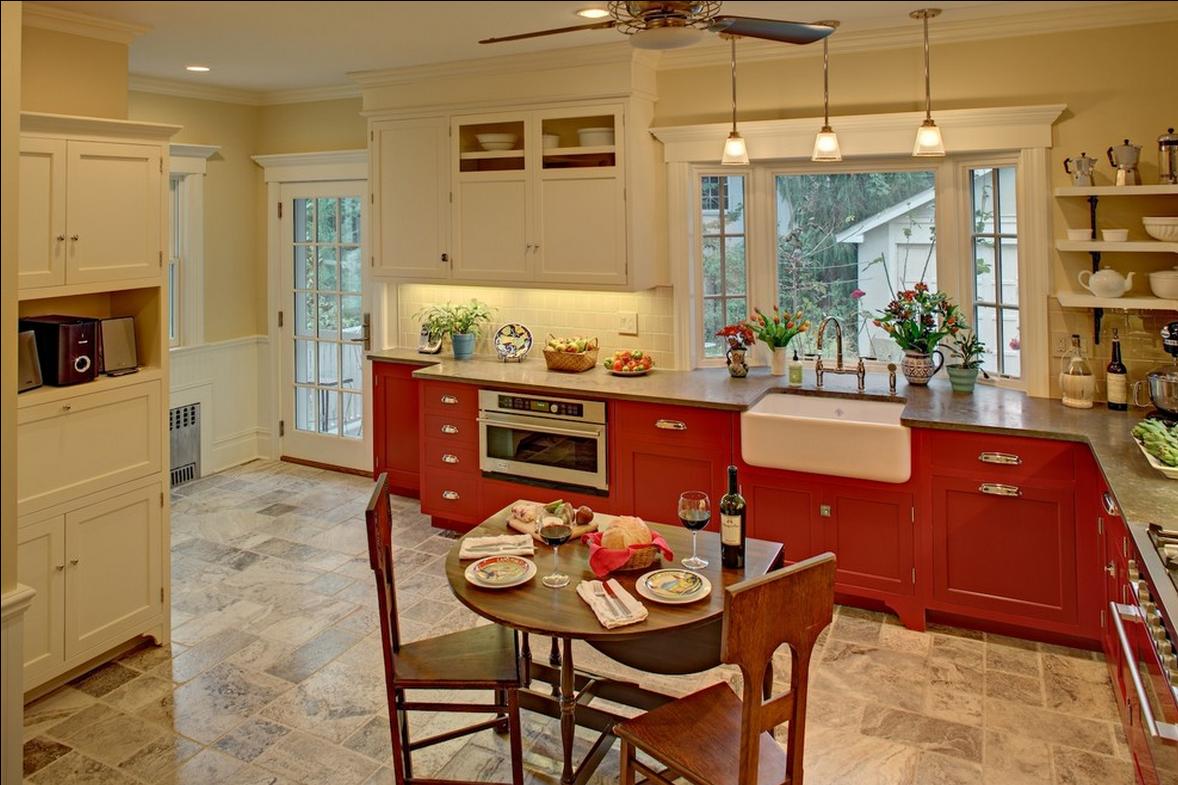 Delorme Designs RED AND WHITE KITCHEN LOVE 