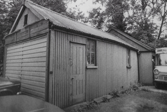 Photograph of Iron Room and Mission Hall, Bell Lane, c.1950. Originally licensed in 1878 for church services and prayer meetings, which were held up to 1939. Then used as a vehicle store. Now a renovated and privately owned residence.