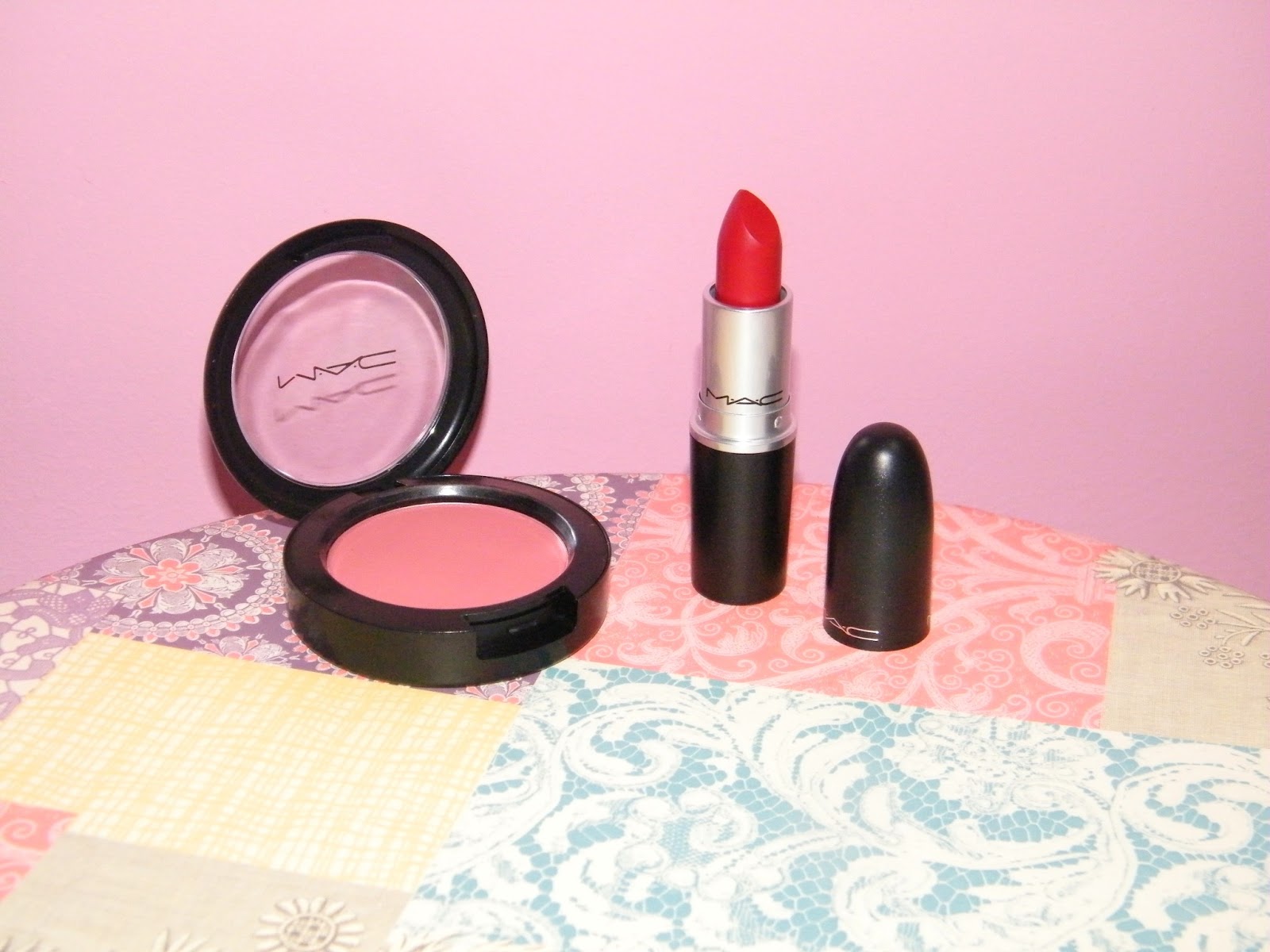 MAC Russian Red Lipstick and Desert Rose Blush MAC Russian Red Lipstick and Desert Rose Blush