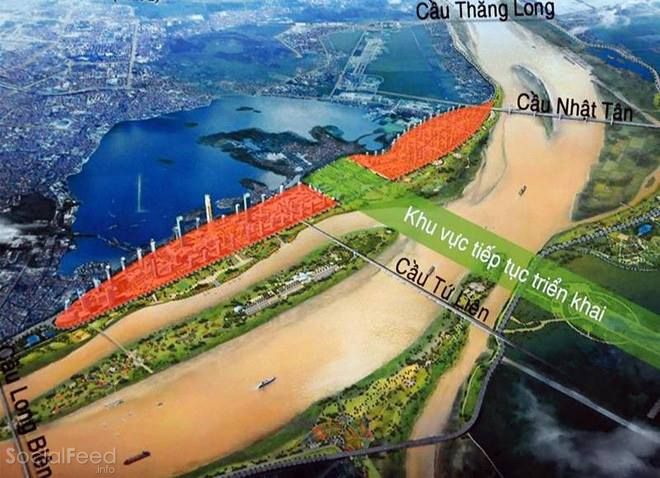 Khu vực triển khai xây dựng cây cầu Tứ Liên Hà Nội Khu vực triển khai xây dựng cây cầu Tứ Liên Hà Nội