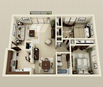 2 bedroom 3d floor plans with balcony and separate kitchen 2 bedroom 3d floor plans with balcony and separate kitchen