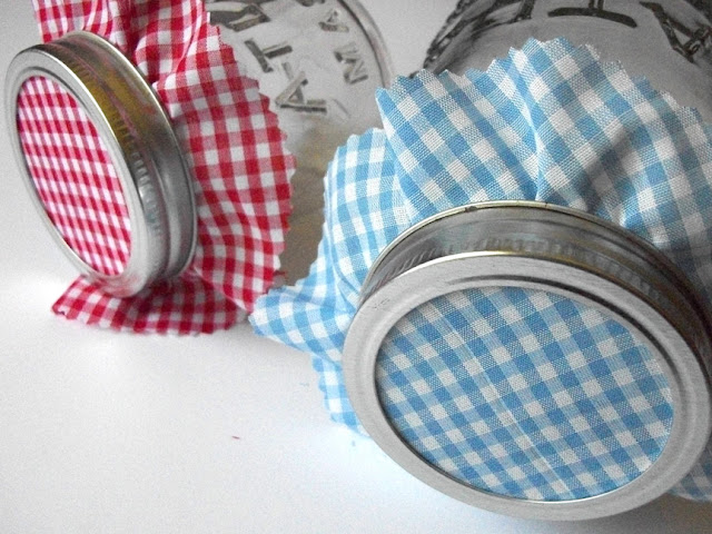 gingham jam jar covers