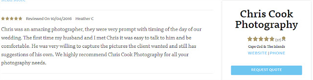 Cape Cod wedding blog photo from Chris Cook Photography about New review on The Knot!