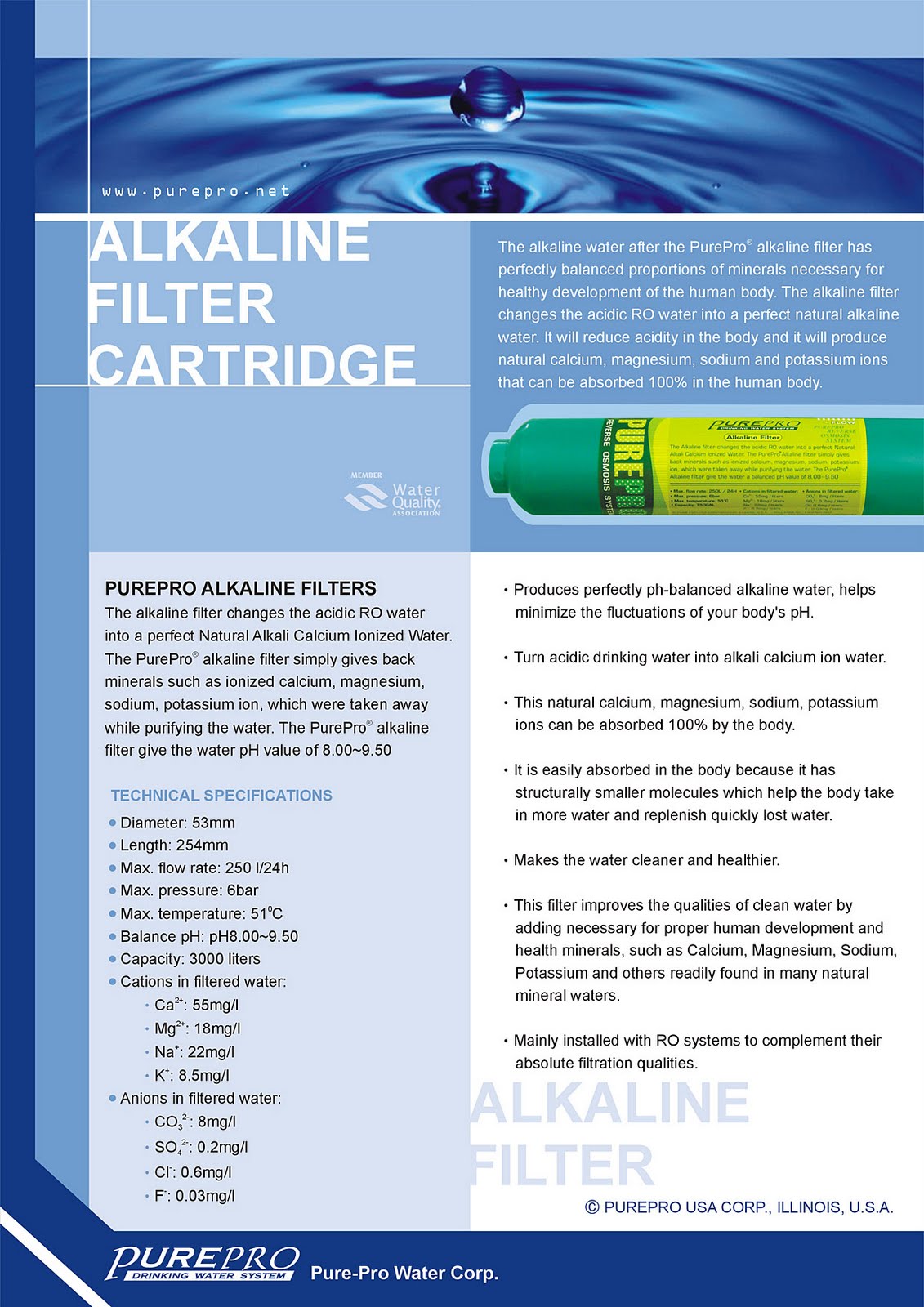 PurePro® USA Royal RO Filter System PurePro® Alkaline Filter