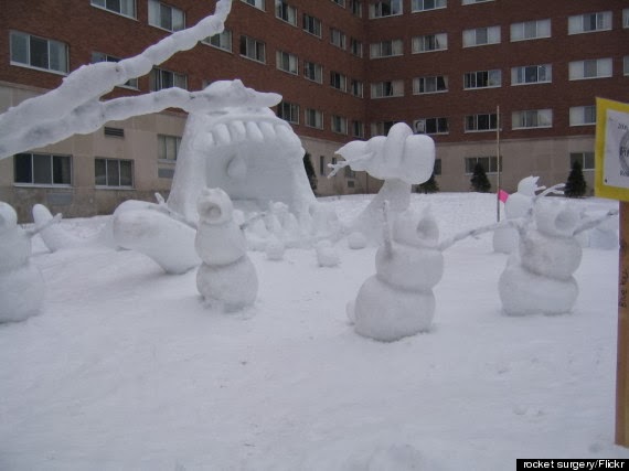 A snow monster and its victims. A snow monster and its victims.