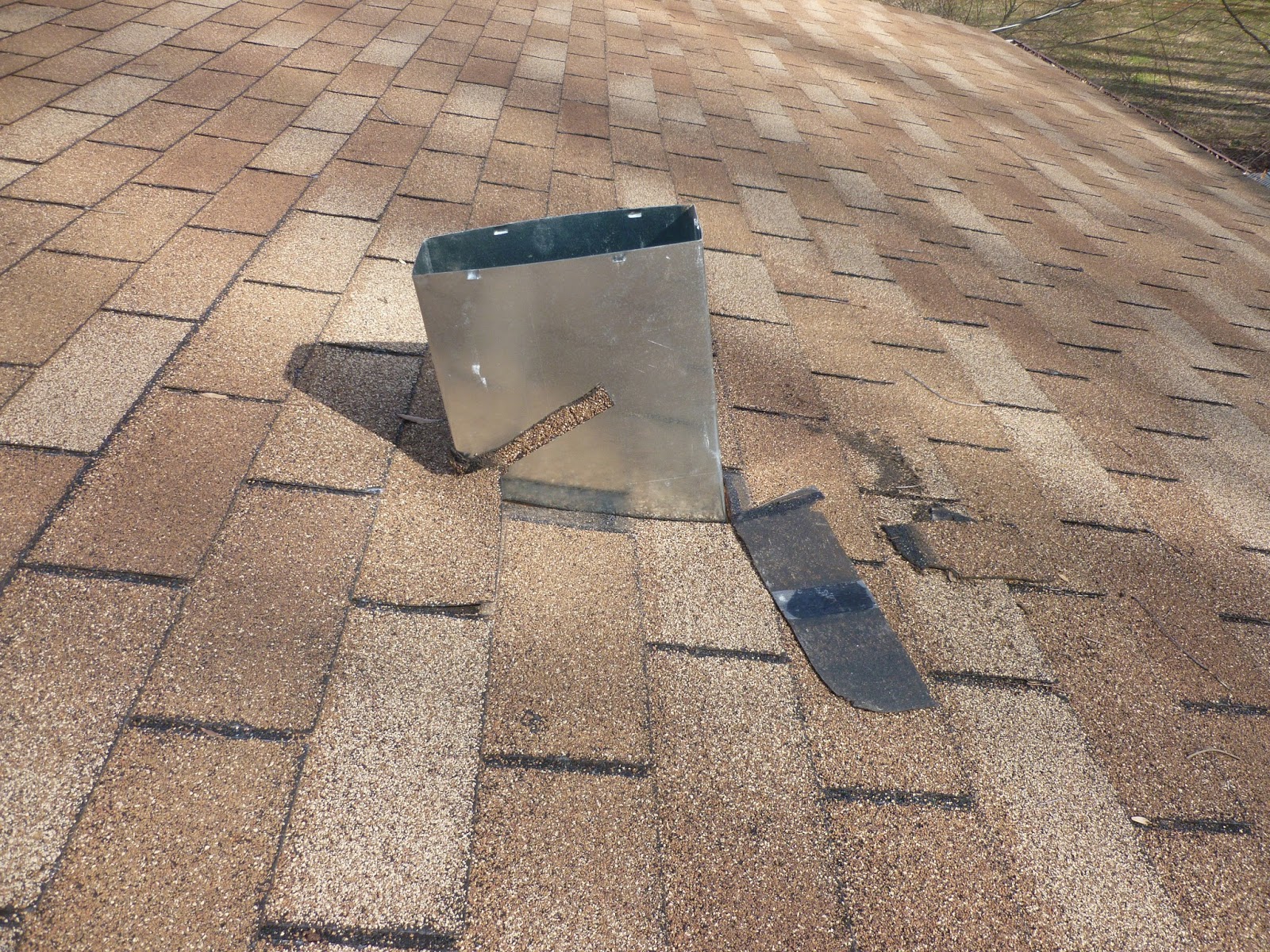 duct through roof before trimming duct through roof