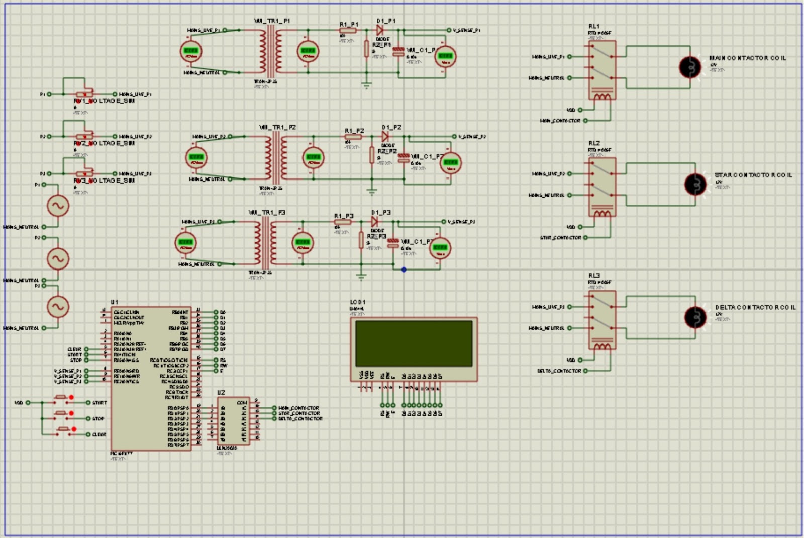Am mE! STARDELTA STARTER WITH VOLTAGE MONITORING USING PIC16F877