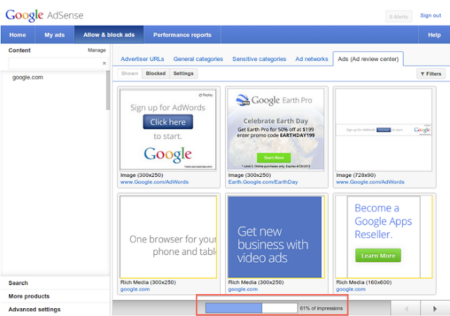 kontrol transparansi google adsense untuk mengontrol iklan adsense di website atau blog