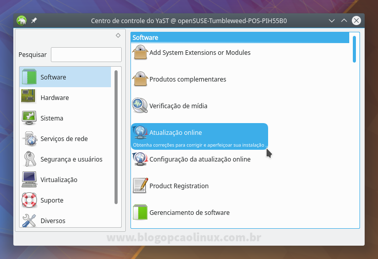 Atualizando o openSUSE pelo YaST Atualizando o openSUSE pelo YaST