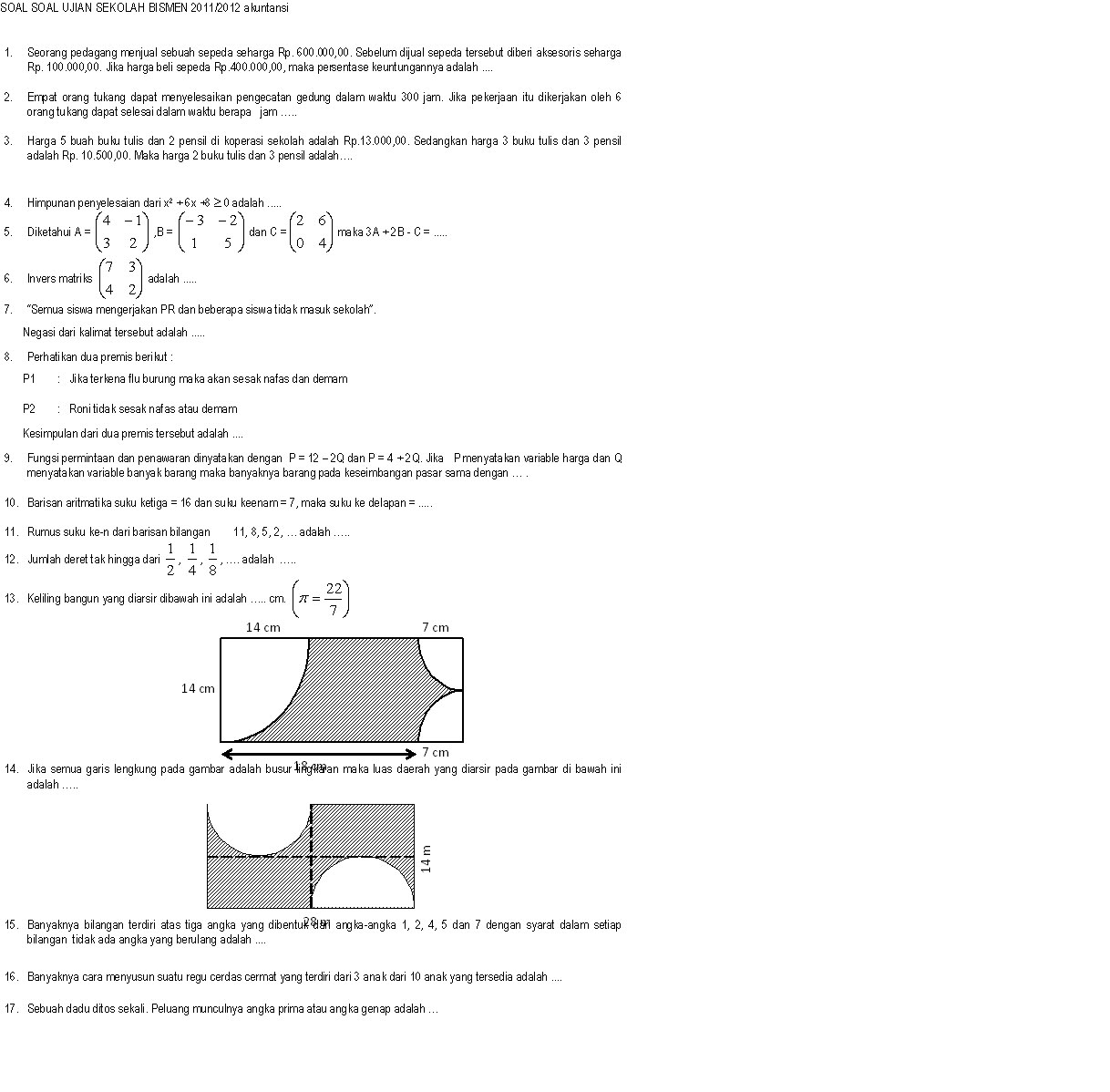 Contoh Soal Soal Matematika Cerdas Cermat Smk