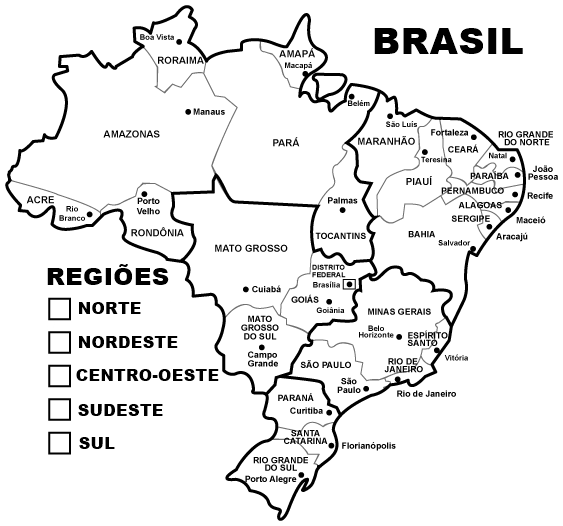 Mapa Do Brasil Para Colorir Regiões