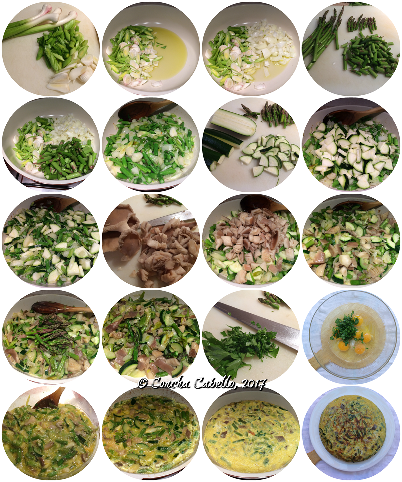 Tortilla de Espárragos, Calabacín y Setas con Ajetes - Paso a Paso tortilla-espárragos-pasos