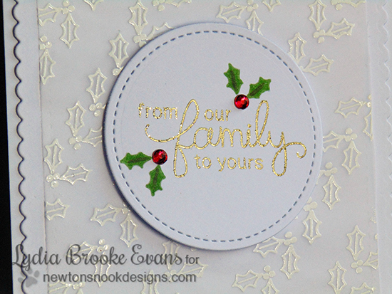 Embossed Holly Christmas card by Lydia Brooke for Newton's Nook Designs