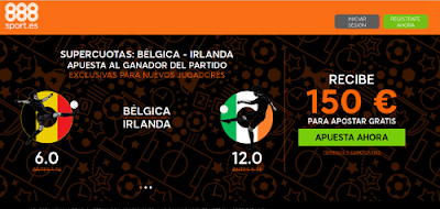 888sport bienvenida 150 euros + supercuota 6 o 12 Belgica o Irlanda gana 18 junio 888sport bienvenida 150 euros + supercuota 6 o 12 Belgica o Irlanda gana 18 junio
