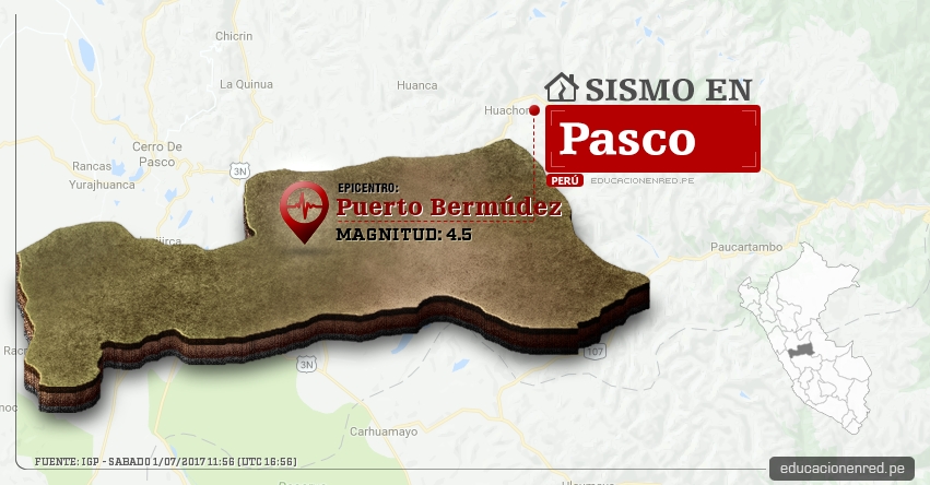 Temblor en Pasco de 4.5 Grados (Hoy Sábado 1 Julio 2017) Sismo EPICENTRO Puerto Bermúdez - Oxampampa - Satipo - IGP - www.igp.gob.pe Temblor en Pasco de 4.5 Grados (Hoy Sábado 1 Julio 2017) Sismo EPICENTRO Puerto Bermúdez - Oxampampa - Satipo - IGP - www.igp.gob.pe
