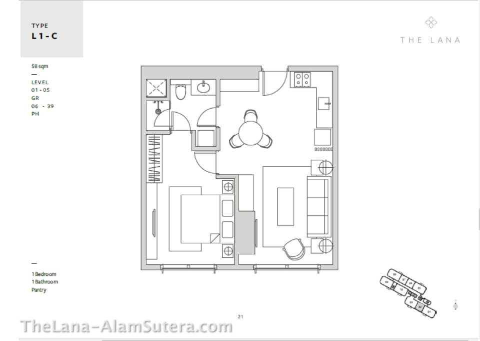 Type L1-C Apartemen The Lana Alam Sutera Type L1-C Apartemen The Lana Alam Sutera