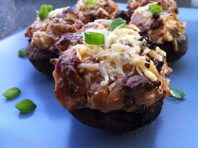 Bacon Blue Cheese and Caramelized Onion Stuffed Mushrooms