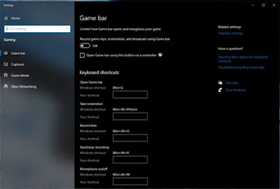 Game Bar Option, Menu, Disable, Record Game Clips, Screenshots  