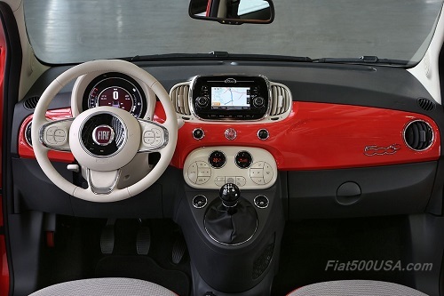 New Fiat 500c Red Dashboard