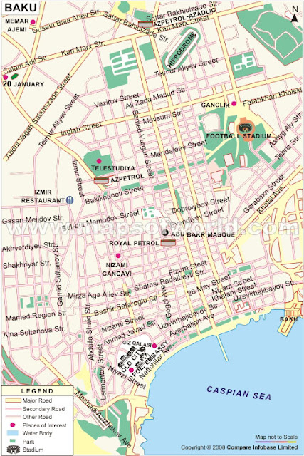 Mapa de Baku – Azerbaijão