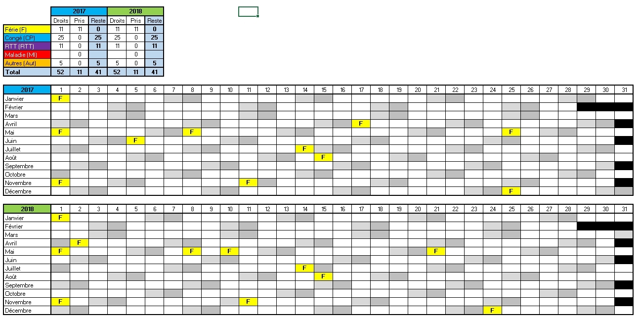 calendrier de congés sur