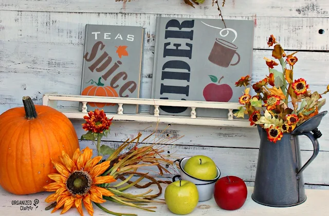 Thrift Shop Books to Fall DIY Decor #oldsignstencils #stencils #falldecor #upcycle