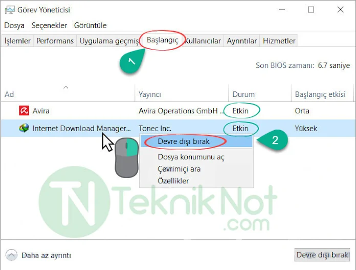 Başlangıçta çalışan gereksiz programları kapatın