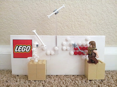 LEGO Castlevania NES with Skeleton throwing bone at Simon