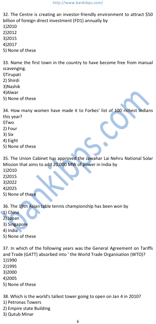 General knowledge of current affairs with question and answer