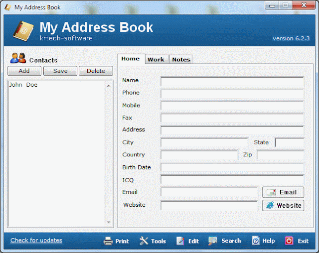 My Address Book Μια πλήρης και δωρεάν ηλεκτρονική ατζέντα