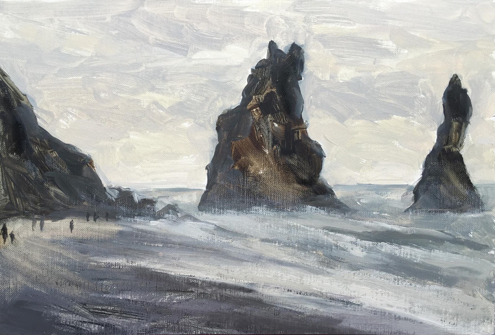 Clare Bowen Artist 108 'Reynisdranger Sea Stacks', Iceland' 20x30cm