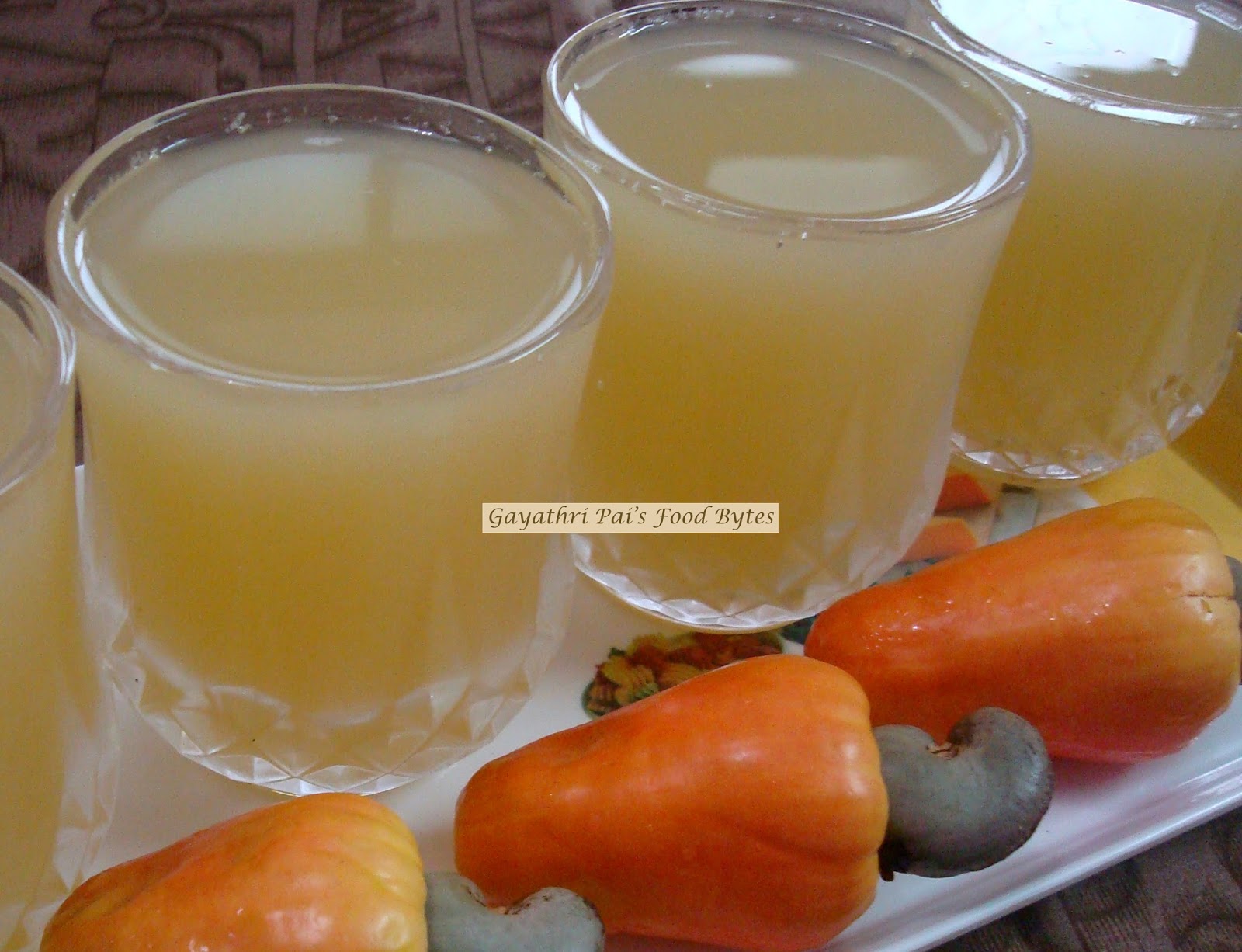Gayathri Pai's Food Bytes Chilled Cashew Fruit Juice.