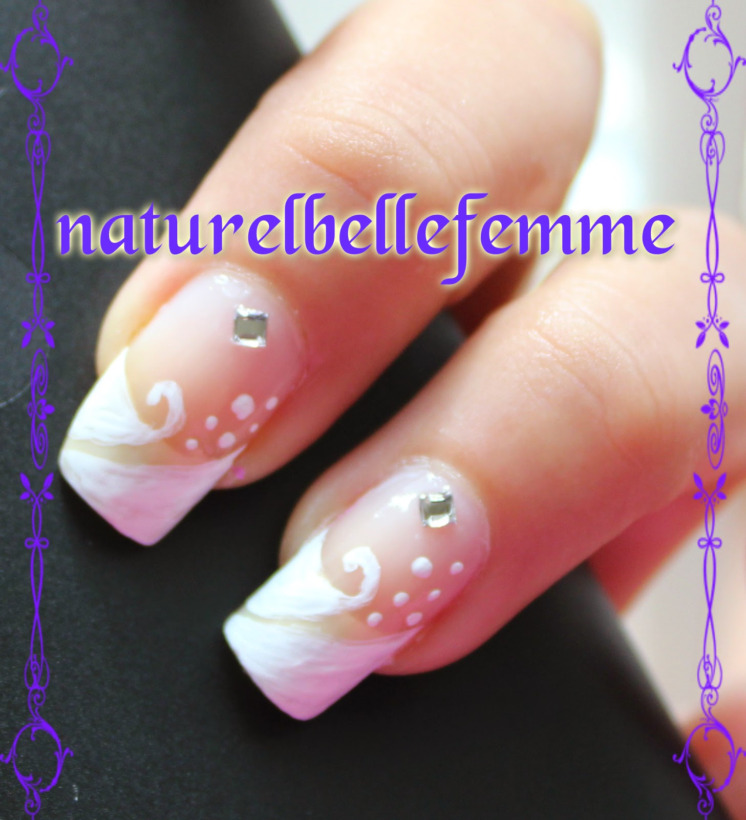 Embellish the white French nail art