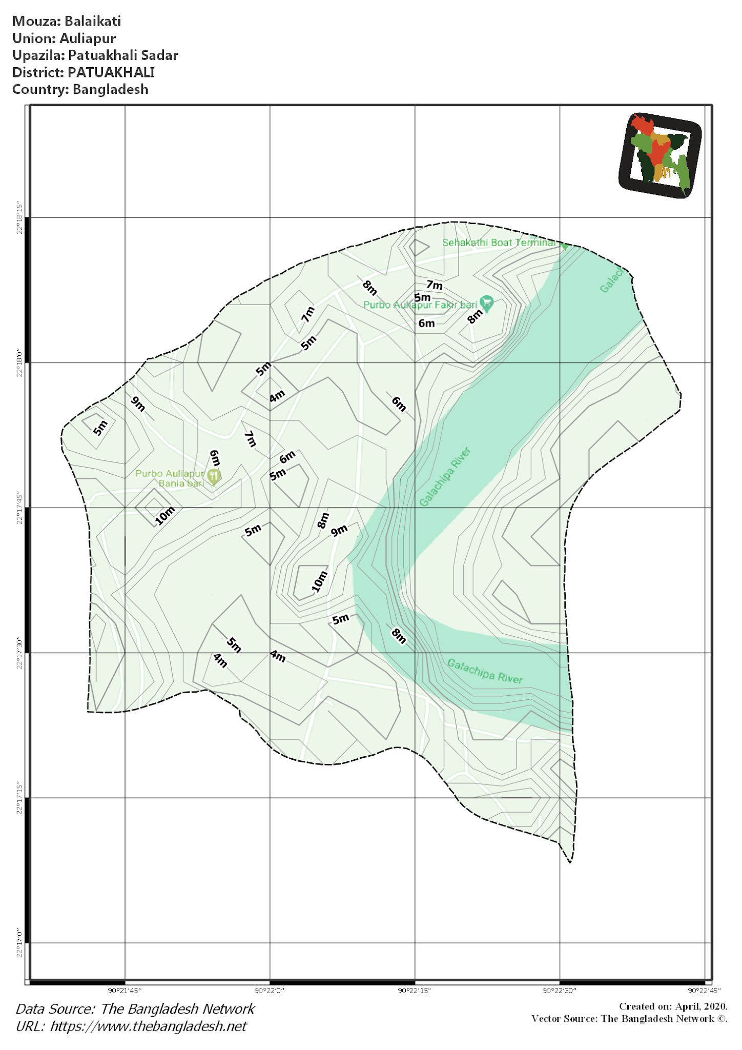 Map of Balaikati Mouza of Patuakhali Sadar Upazila, PATUAKHALI Map of Balaikati Mouza of Patuakhali Sadar Upazila, PATUAKHALI, Bangladesh.
