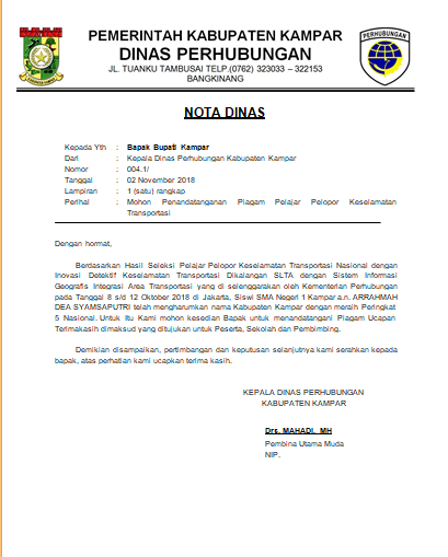 Contoh Surat Dinas Nota Contoh Surat