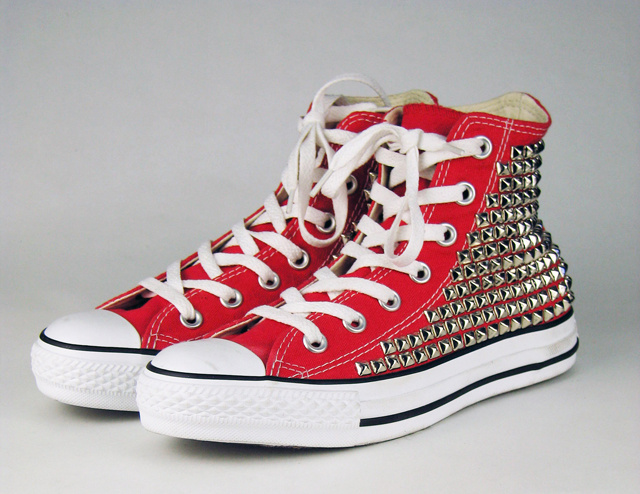 red studded converse