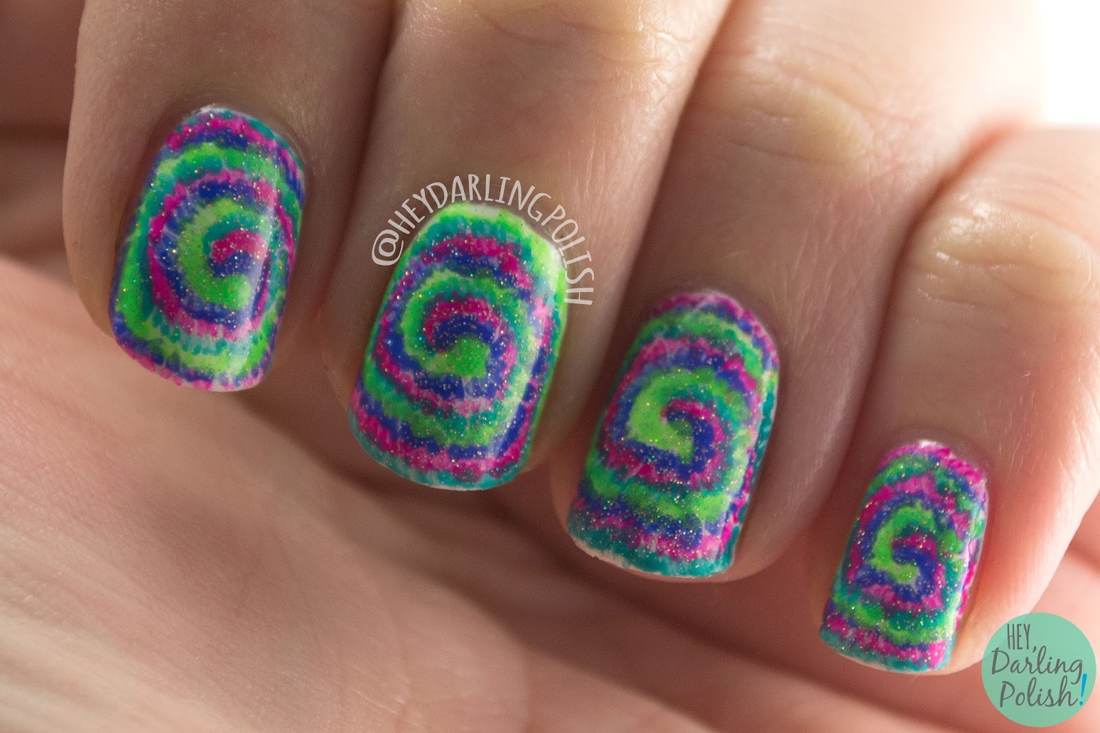 7. Pink and Blue Tie Dye Nails with Abstract Nail Art - wide 1